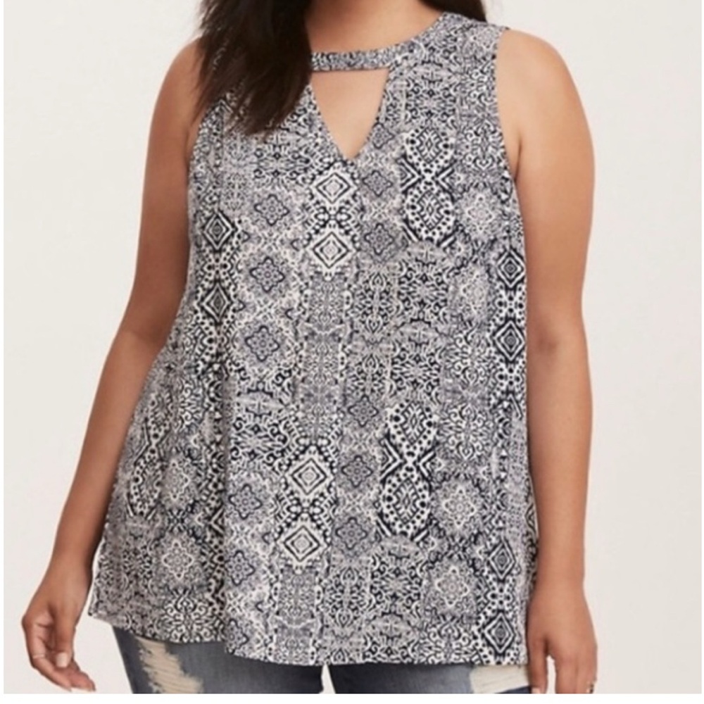 Torrid Blue and White Patterned Tank Top